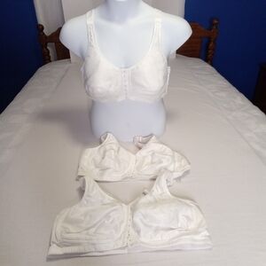 ABC 133 Lot 3 Rose Contour Front Close T-Back Mastectomy Bra 46C White NWT NWOT